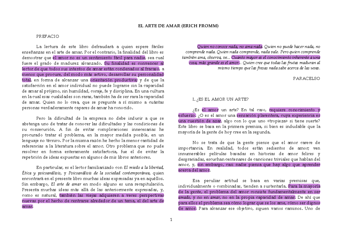 E. Fromm EL ARTE DE AMAR - 1 EL ARTE DE AMAR (ERICH FROMM) PREFACIO La