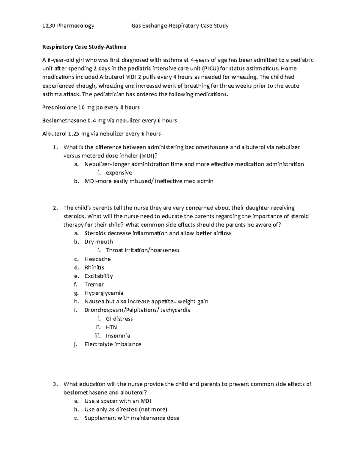 Respiratory Case Studies - NMNC 1230 - CNM - Studocu
