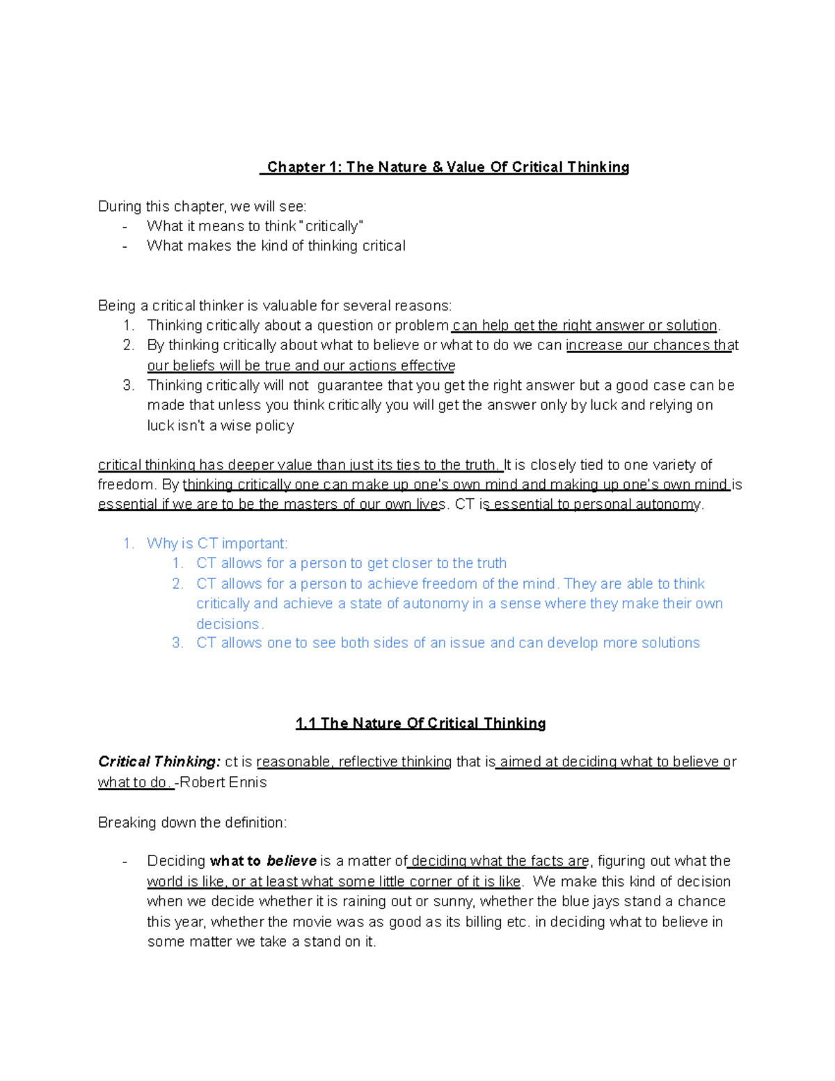 SSH 105- Chapter 1 notes - SSH105 - Toronto Met - Studocu