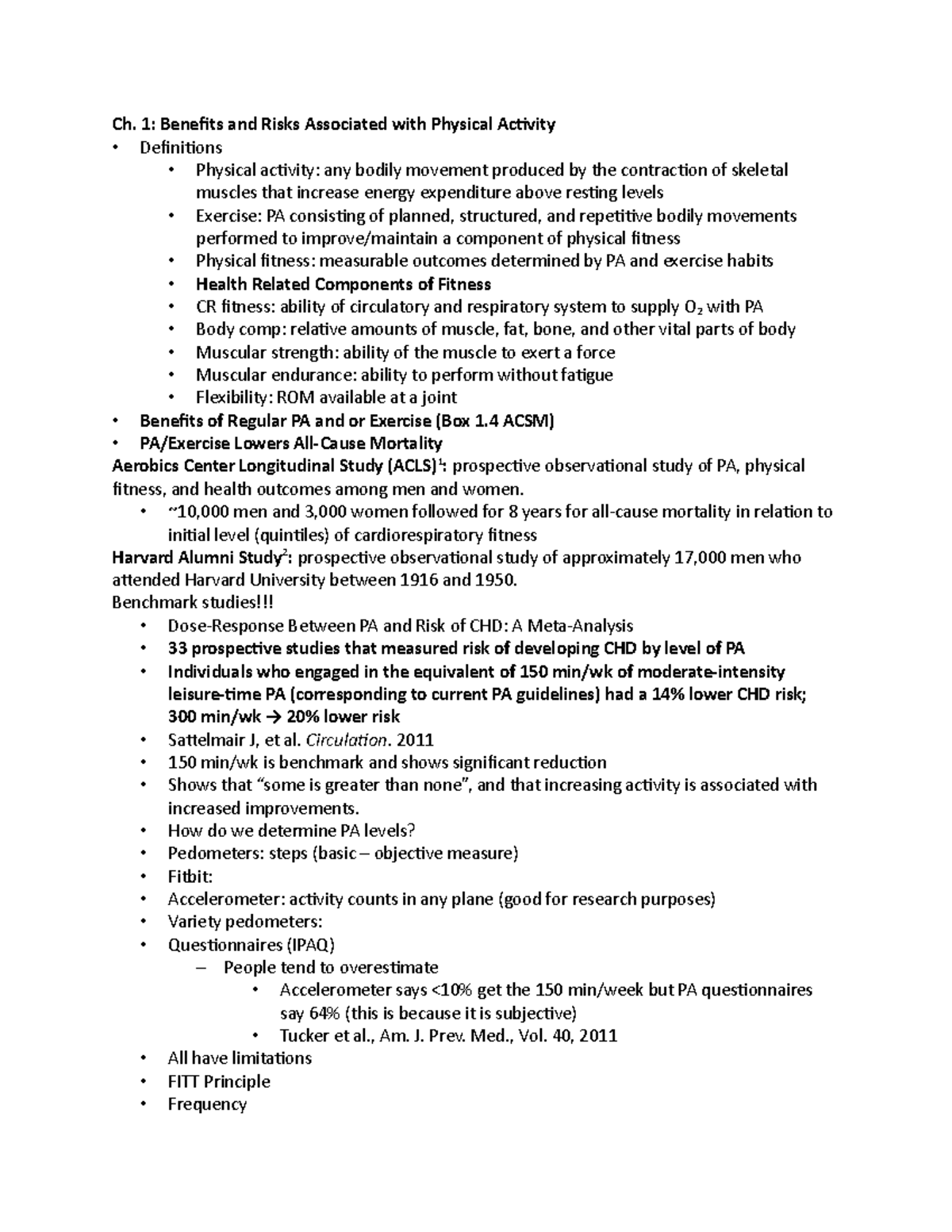 Week 1 Chapter 1 Part 1 Notes - Ch. 1: Benefits And Risks Associated ...