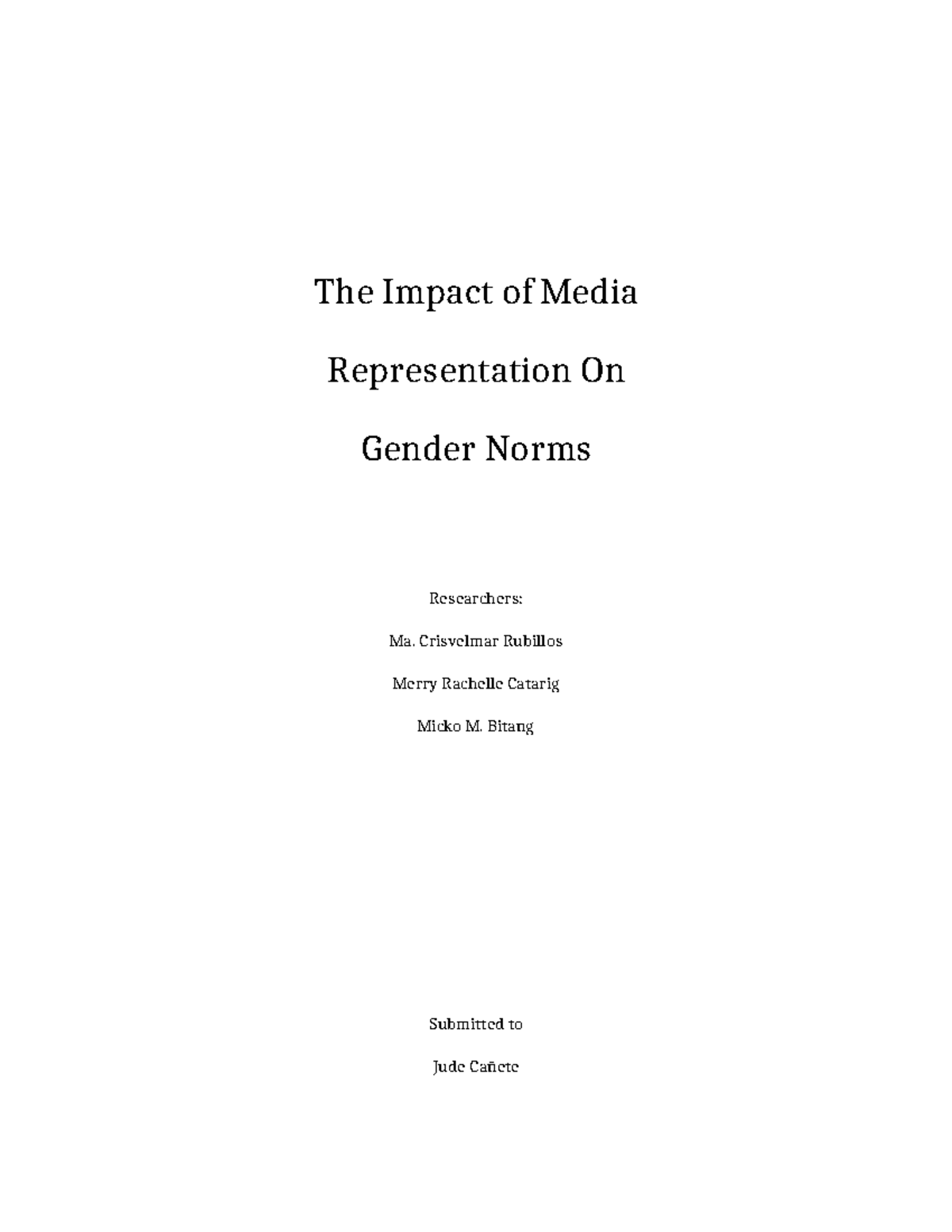 The Impact of Media in Gender Norms - The Impact of Media ...