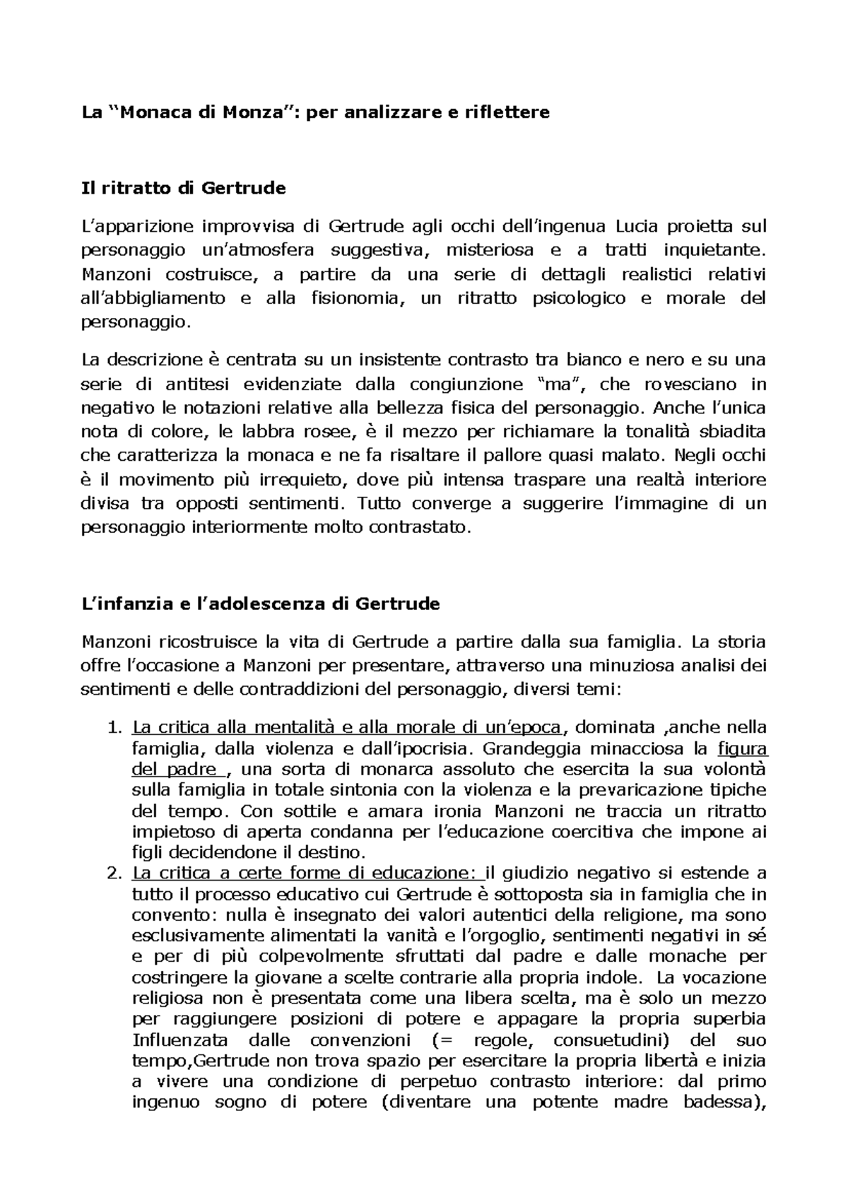 riassunto della monaca di monza