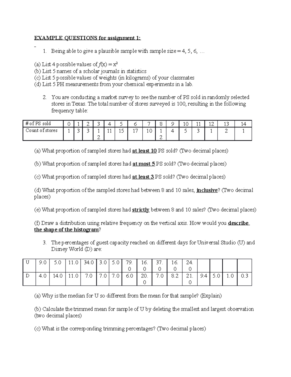 assignment questions example