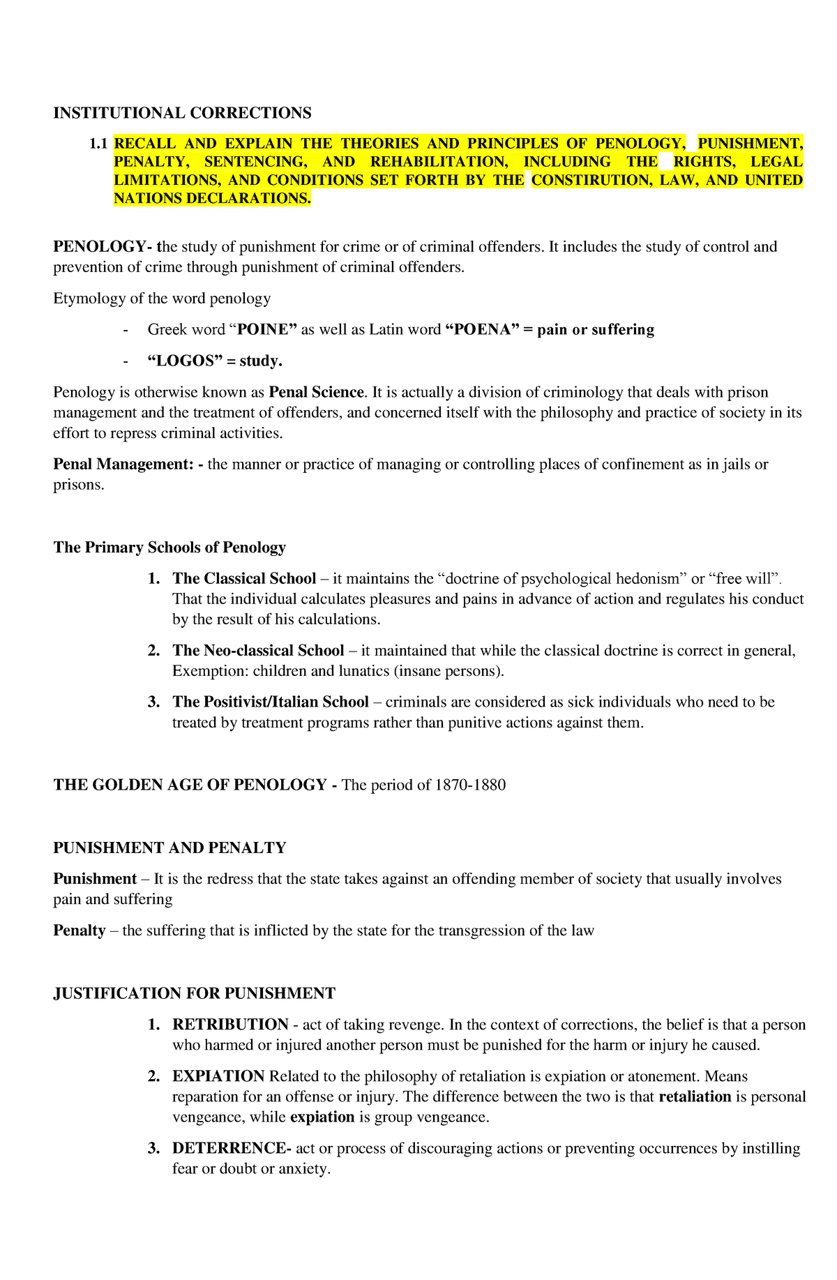 Institutional Corrections - INSTITUTIONAL CORRECTIONS 1 RECALL AND ...