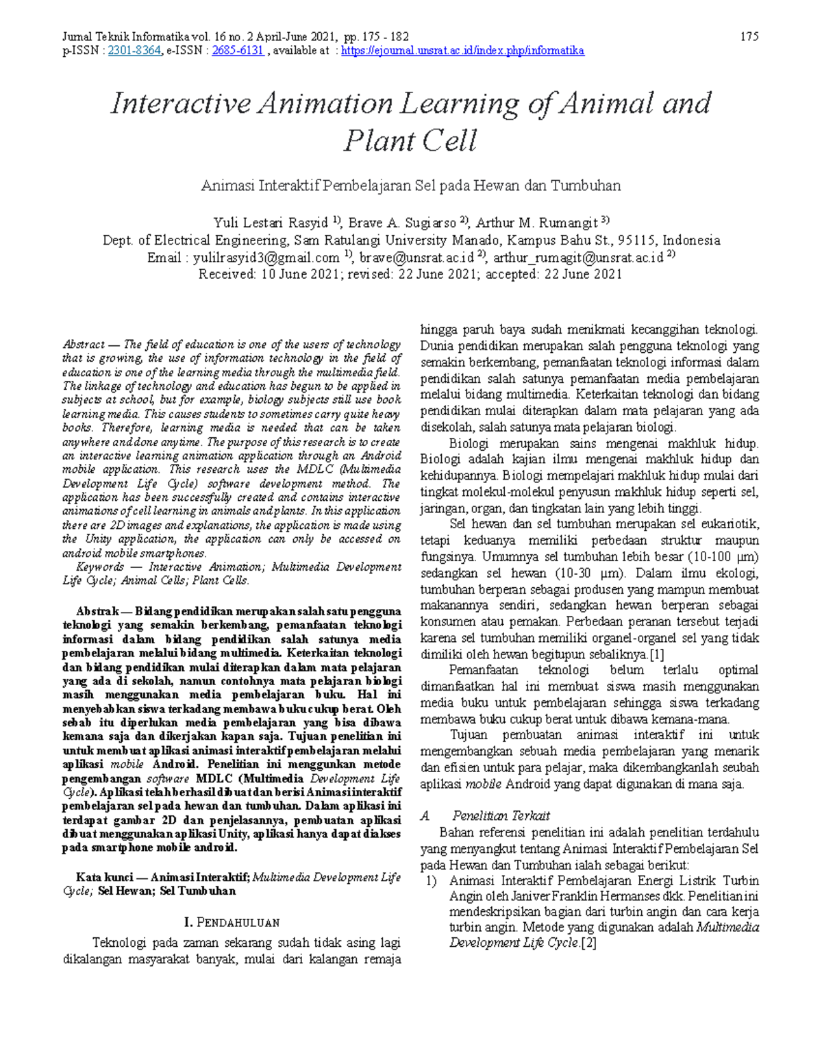 34256 72800 1 PB - Article - Jurnal Teknik Informatika vol. 16 no. 2 ...