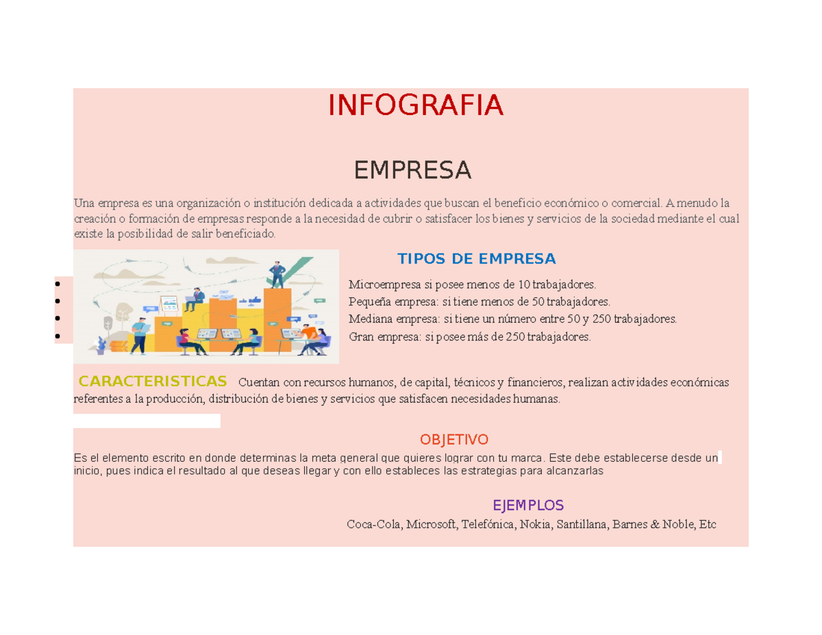 Infografia Empresa- Empresario - INFOGRAFIA EMPRESA Una empresa es una ...