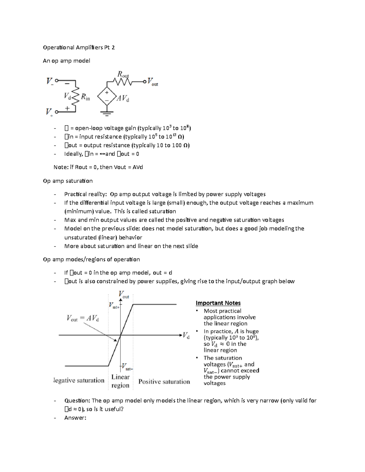 Lecture 12 Operational Amplifiers 2 - Operational Amplifiers Pt 2 An op ...