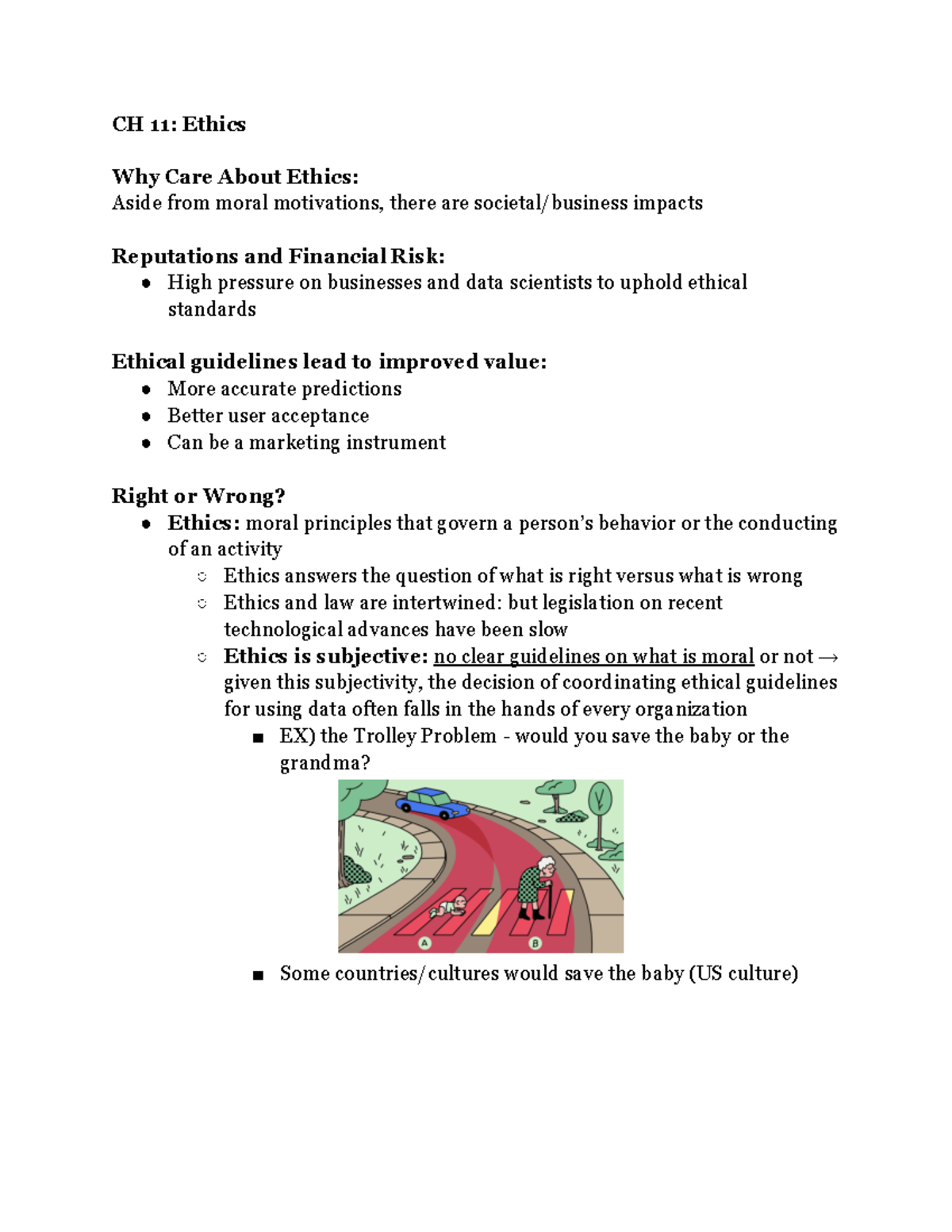 CH 11 Ethics - Chapter 11 Notes - CH 11: Ethics Why Care About Ethics ...