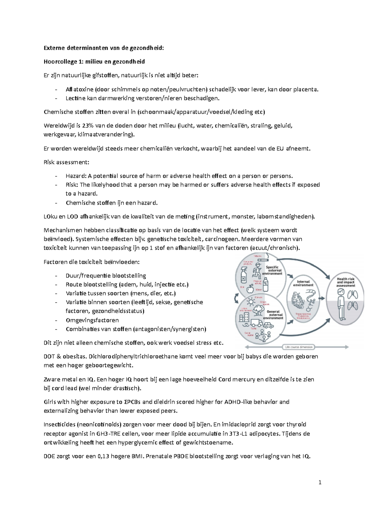 HC1 - College-aantekeningen 1 - Externe Determinanten Van De Gezondheid ...