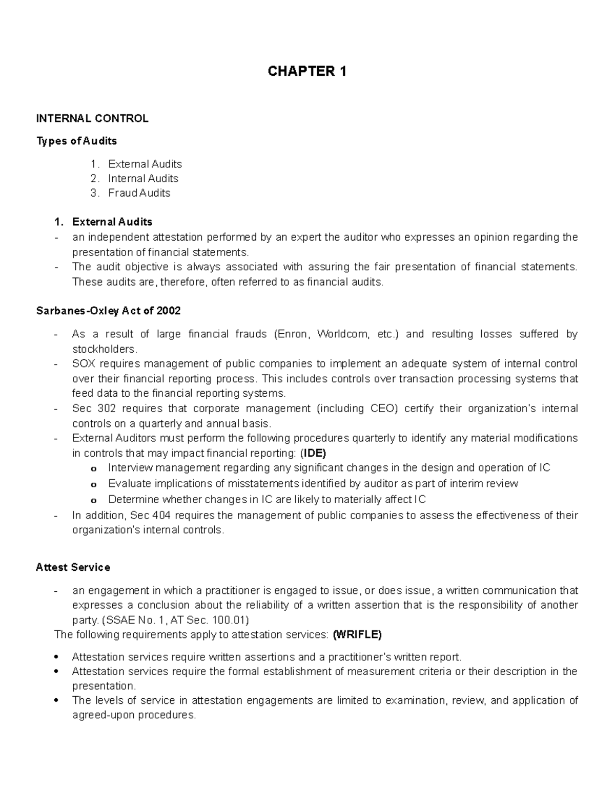 CIS Reviewer - for further references - CHAPTER 1 INTERNAL CONTROL ...