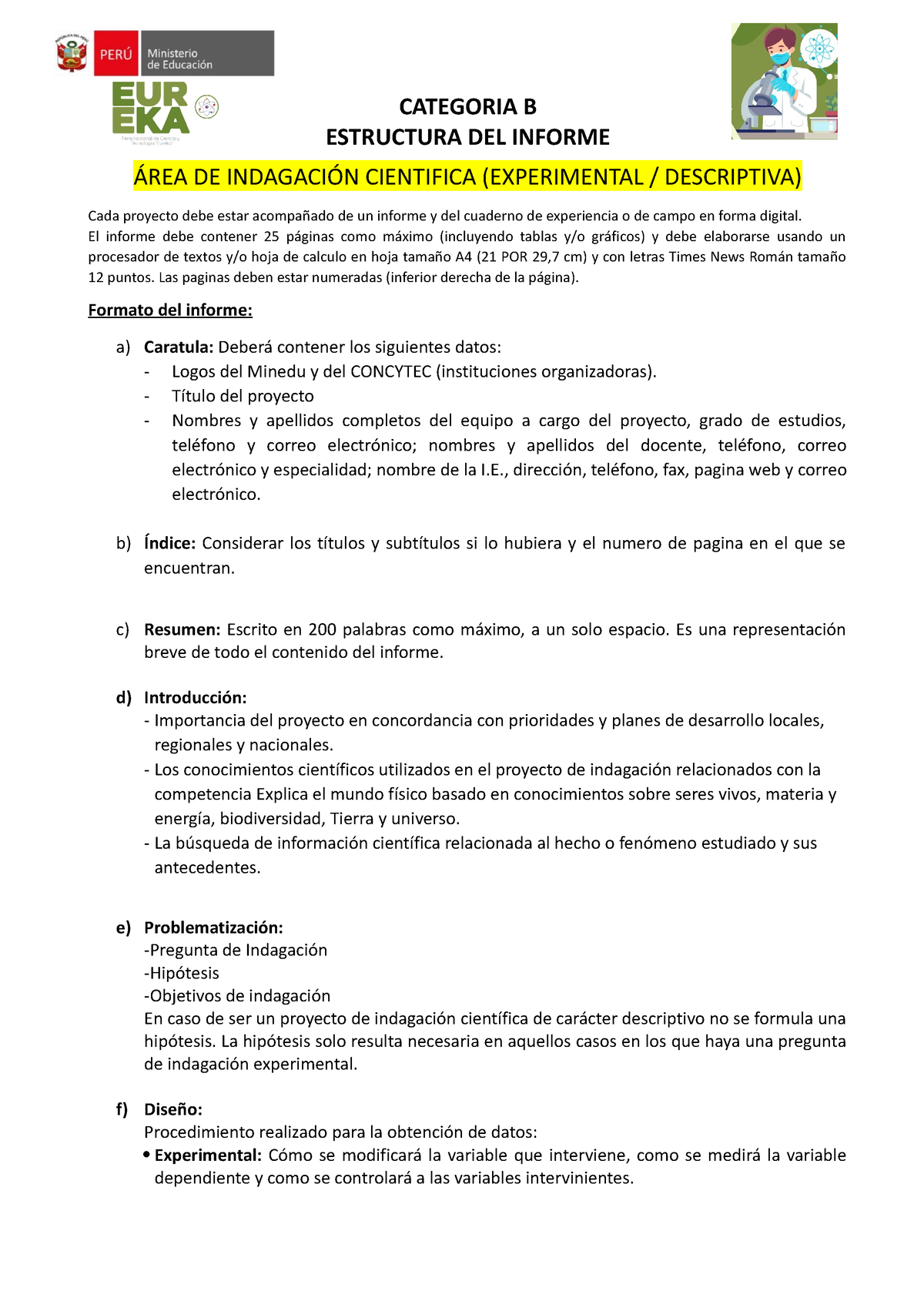 Categoria B Estructura Del Informe - CATEGORIA B ESTRUCTURA DEL INFORME ...