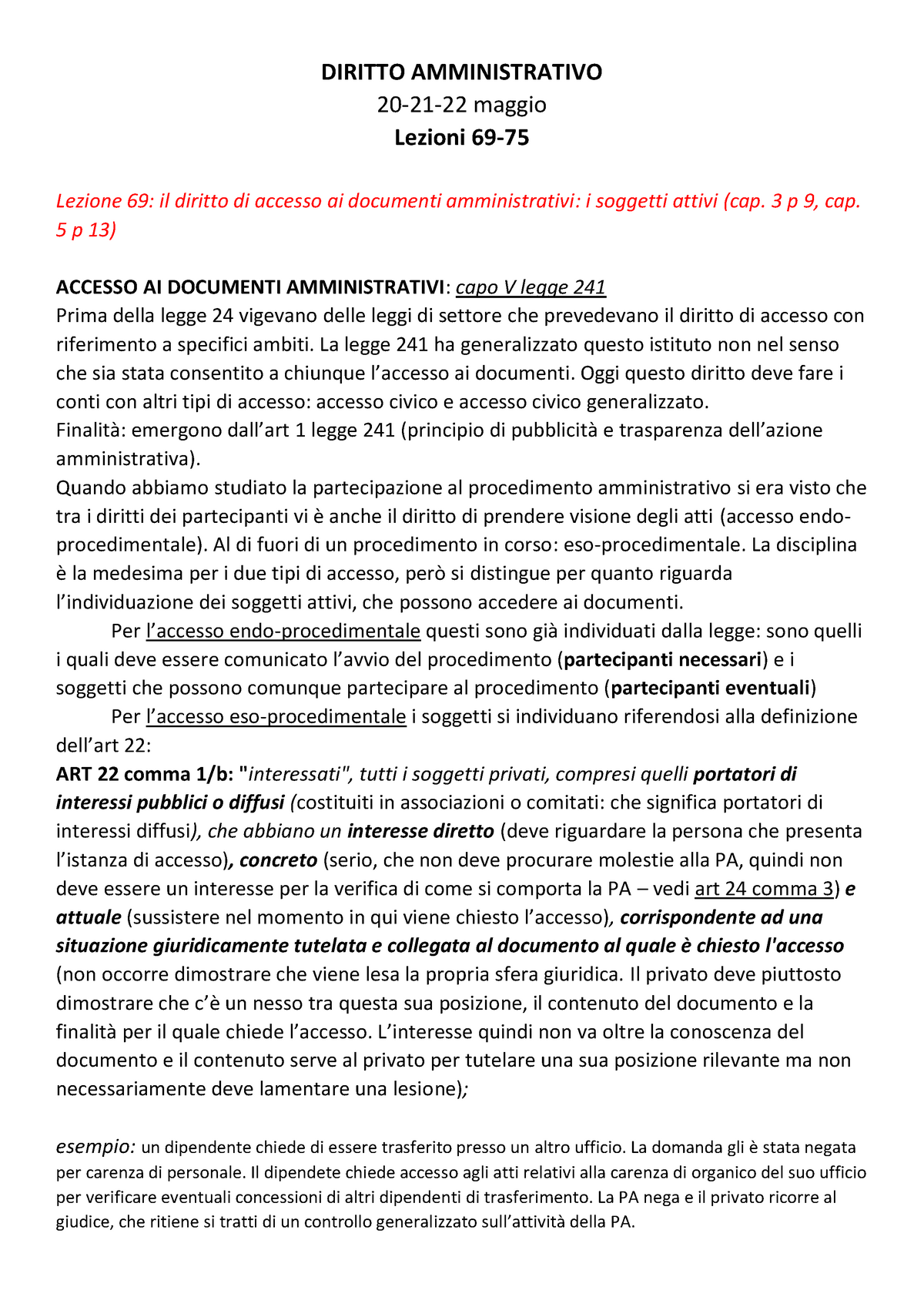 Diritto Di Accesso Ai Documenti Amministrativi - 3 P 9, Cap. 5 P 13 ...