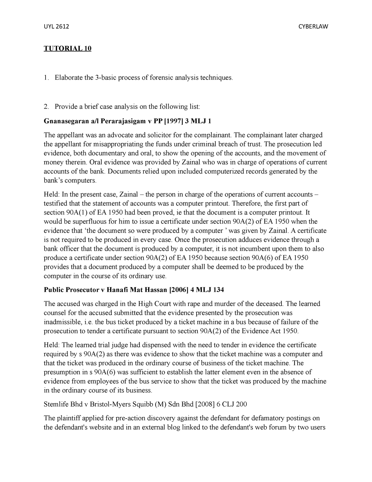 Tutorial 10 And 11 Mgmt 3101 Business Law Studocu