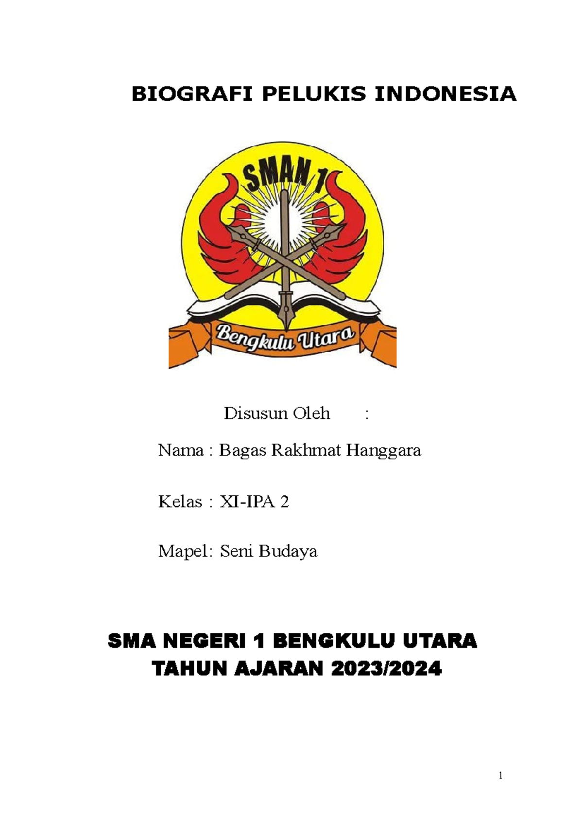 Bagas Rakhmat Hanggara - 1 BIOGRAFI PELUKIS INDONESIA Disusun Oleh ...