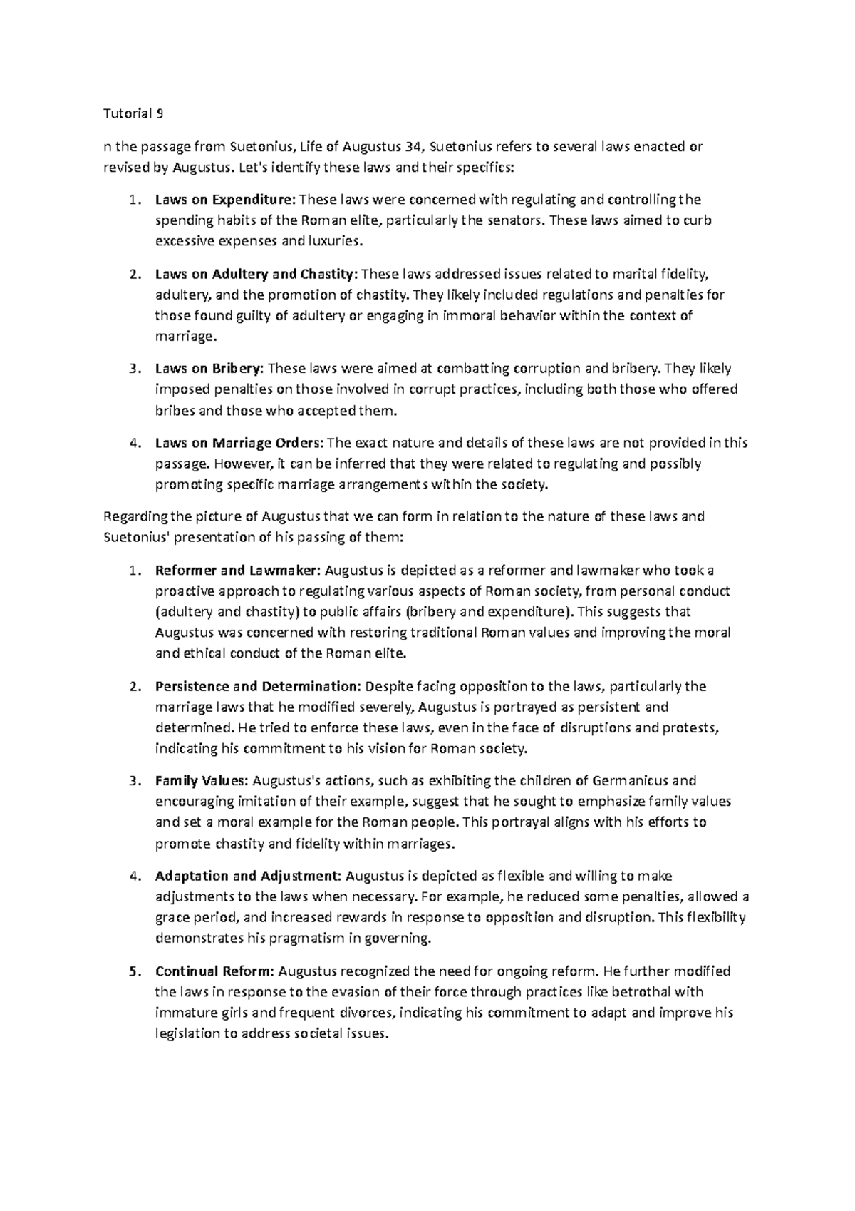 Tutorial 9 TUT 9 Tutorial 9 n the passage from Suetonius, Life of