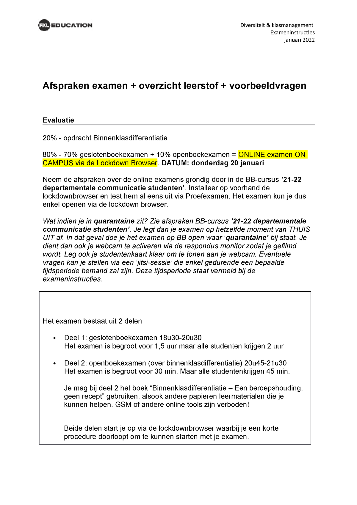 0 Afspraken En Instructies En Leerstof Examen Diversiteit ...