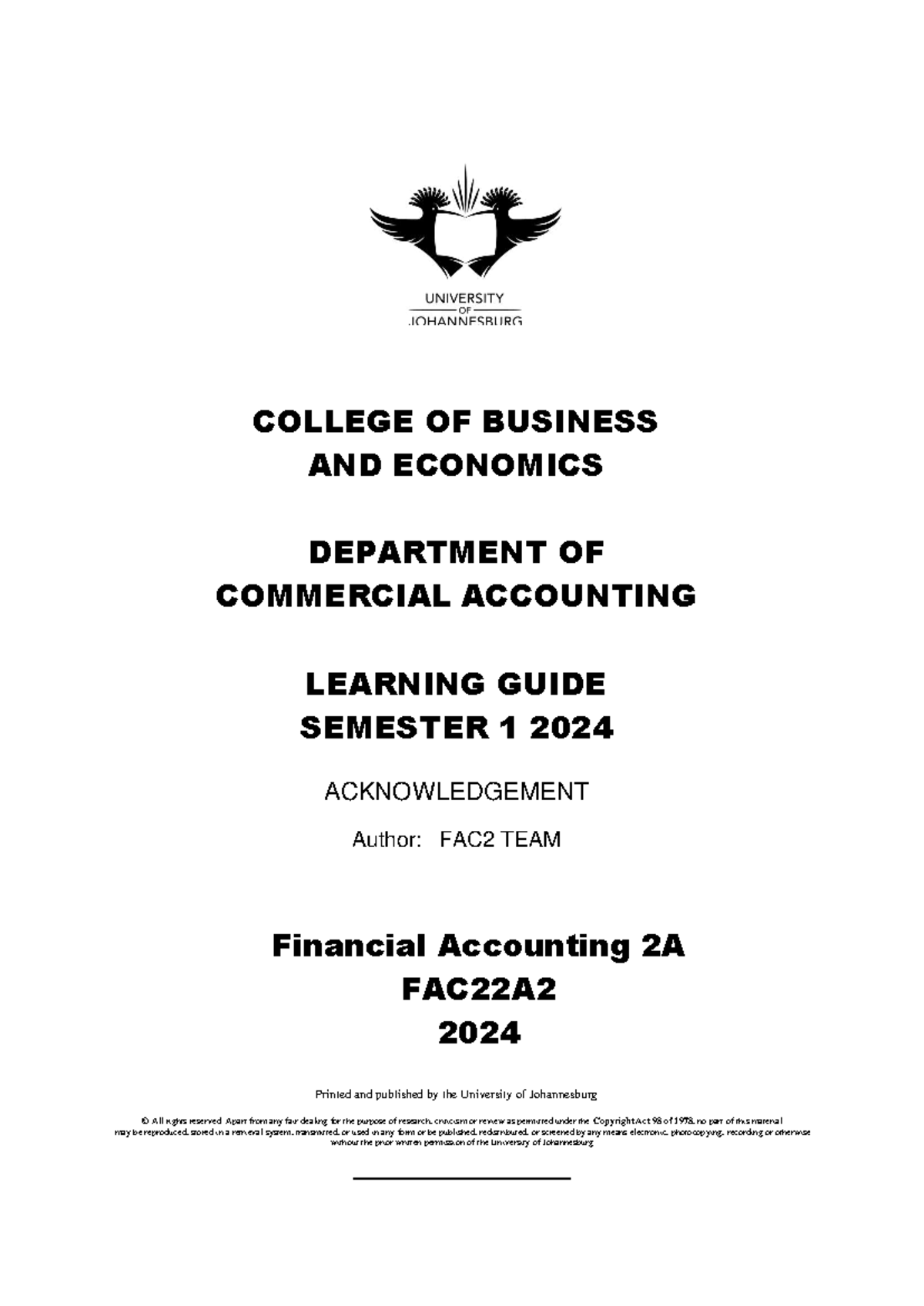 FAC22A2 Study Guide 2024 - Financial Accounting 2A FAC22A 2021 ...