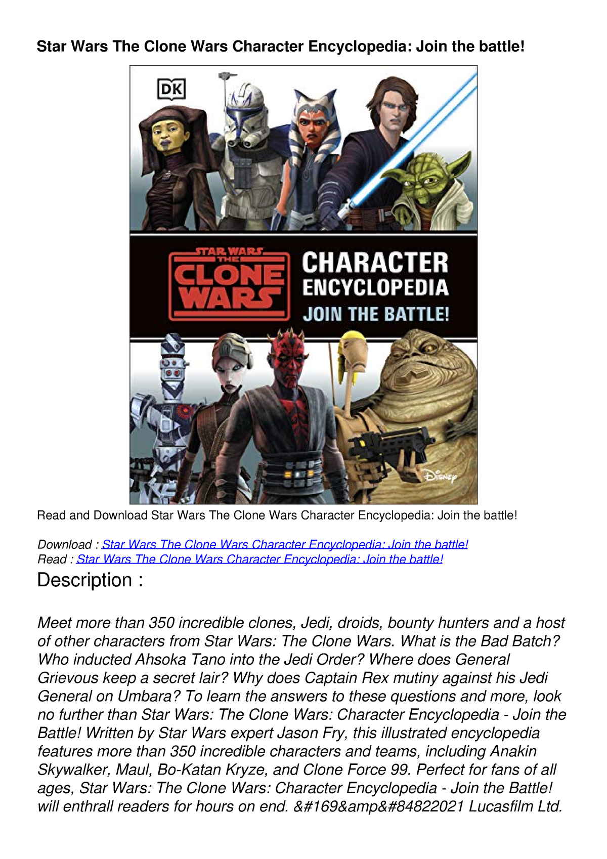 PDF READ Star Wars The Clone Wars Character Encyclopedia: Join the ...