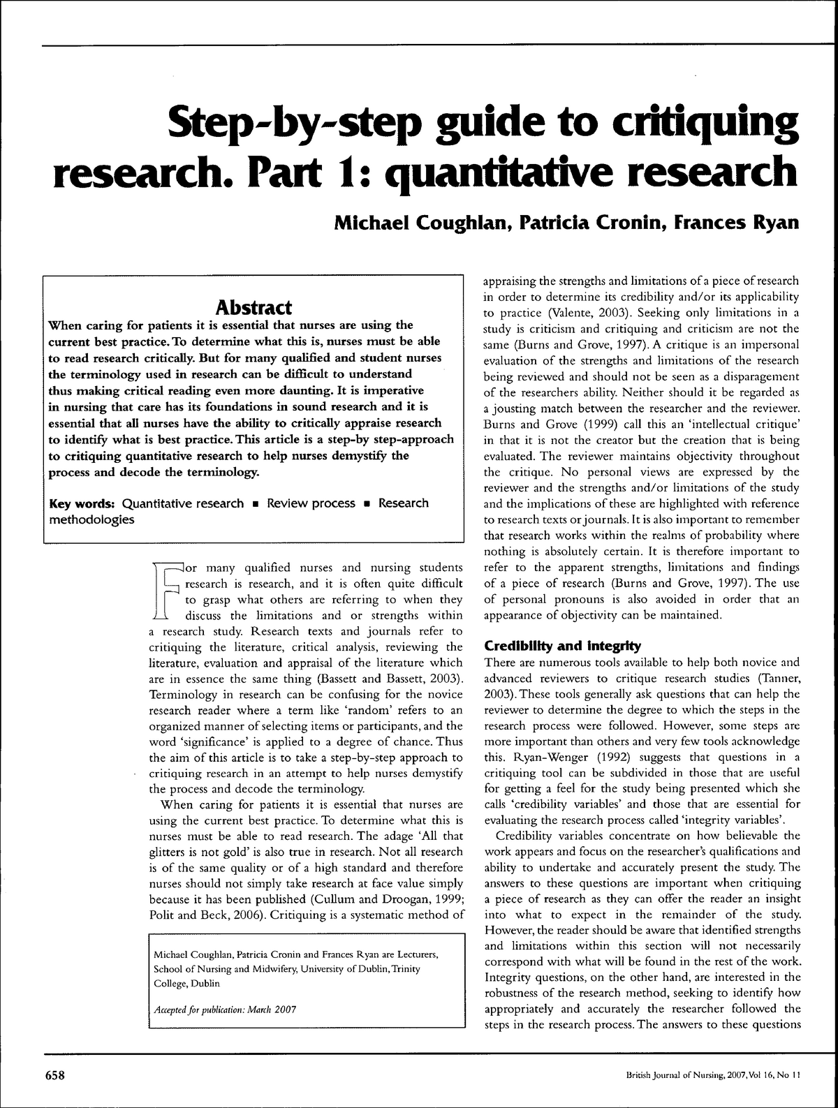 critical analysis of quantitative research