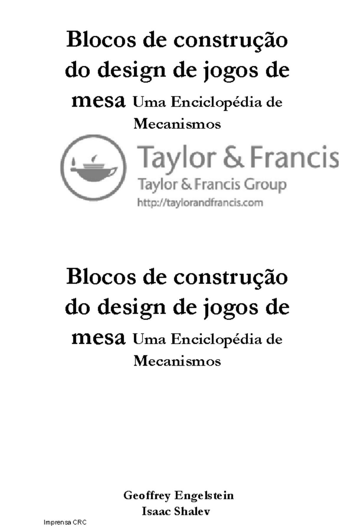 Building blocks of tabletop game design (PTBR) Blocos de construção