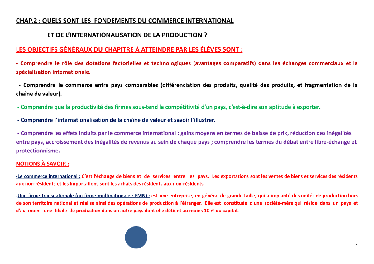 dissertation ses les fondements du commerce international