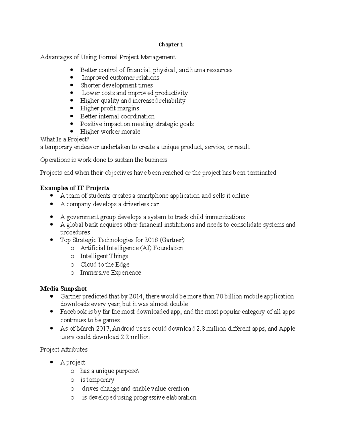 Chapter 1 ITM-750 - Chapter 1 Advantages of Using Formal Project ...