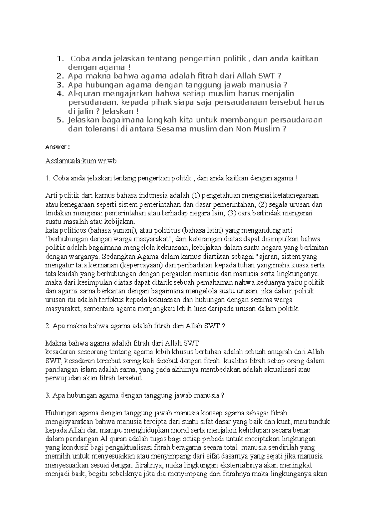 Diskusi 8 Agama Islam Coba anda jelaskan tentang pengertian politik