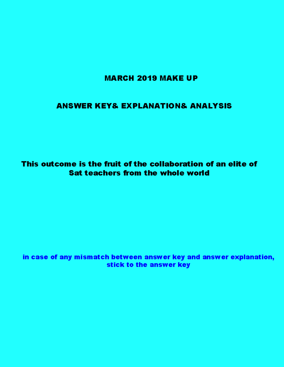 23 March 2019 Make Up Answer Key Explanation Analysis MARCH 2019 MAKE