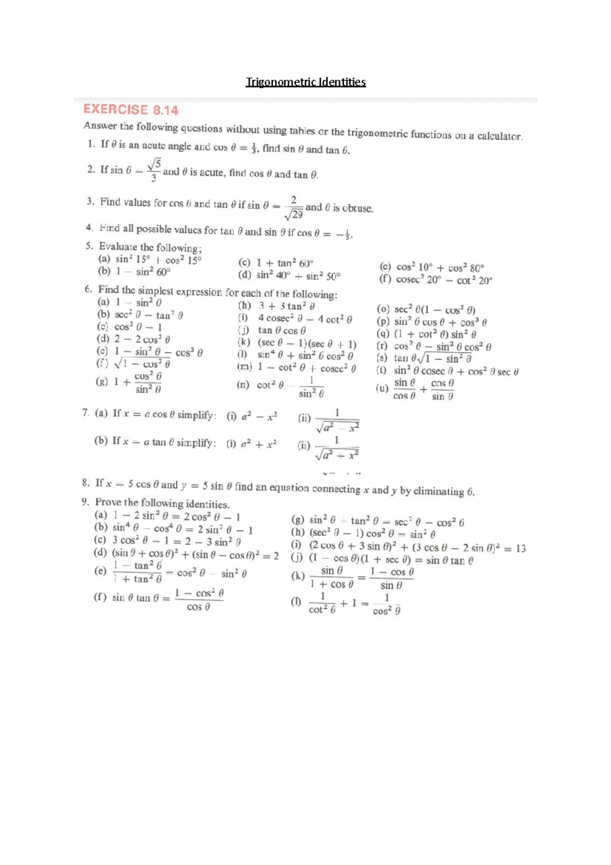 review assignment trigonometric equations and identities