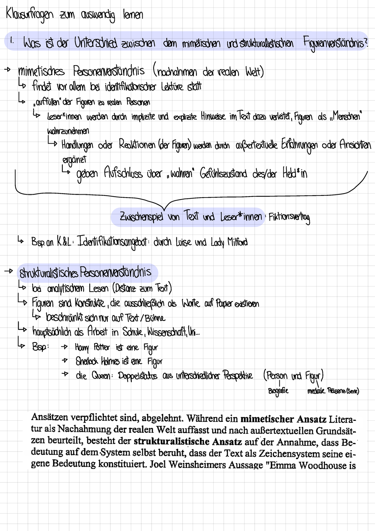 Deutsch Klausurvorbereitung - Klausurfragen zum auswendig lernen 1 Was ...