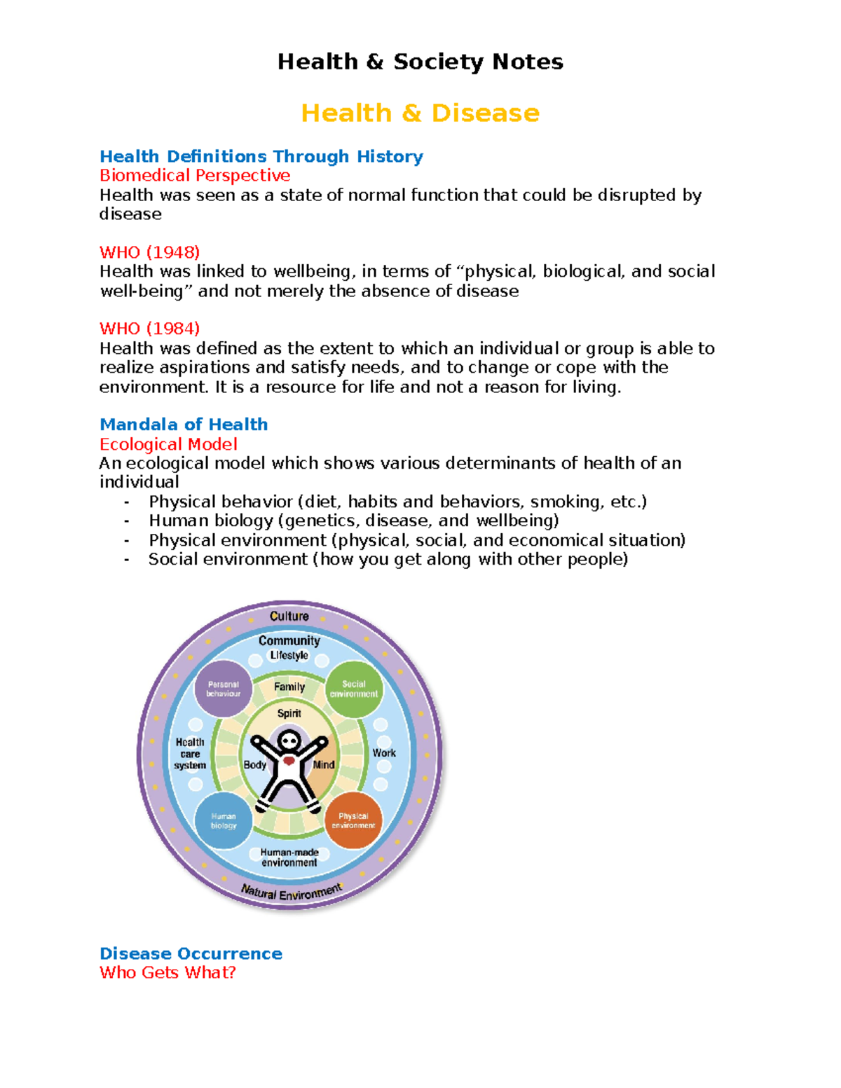 Health & Society Notes - notas de sciencias - Health & Society Notes ...