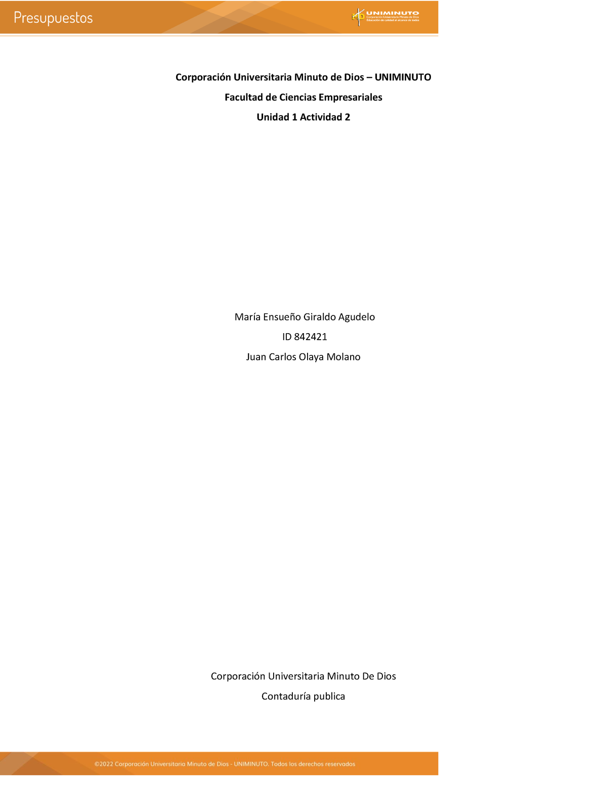 Actividad 2 Presupuestos - Corporación Universitaria Minuto de Dios ...