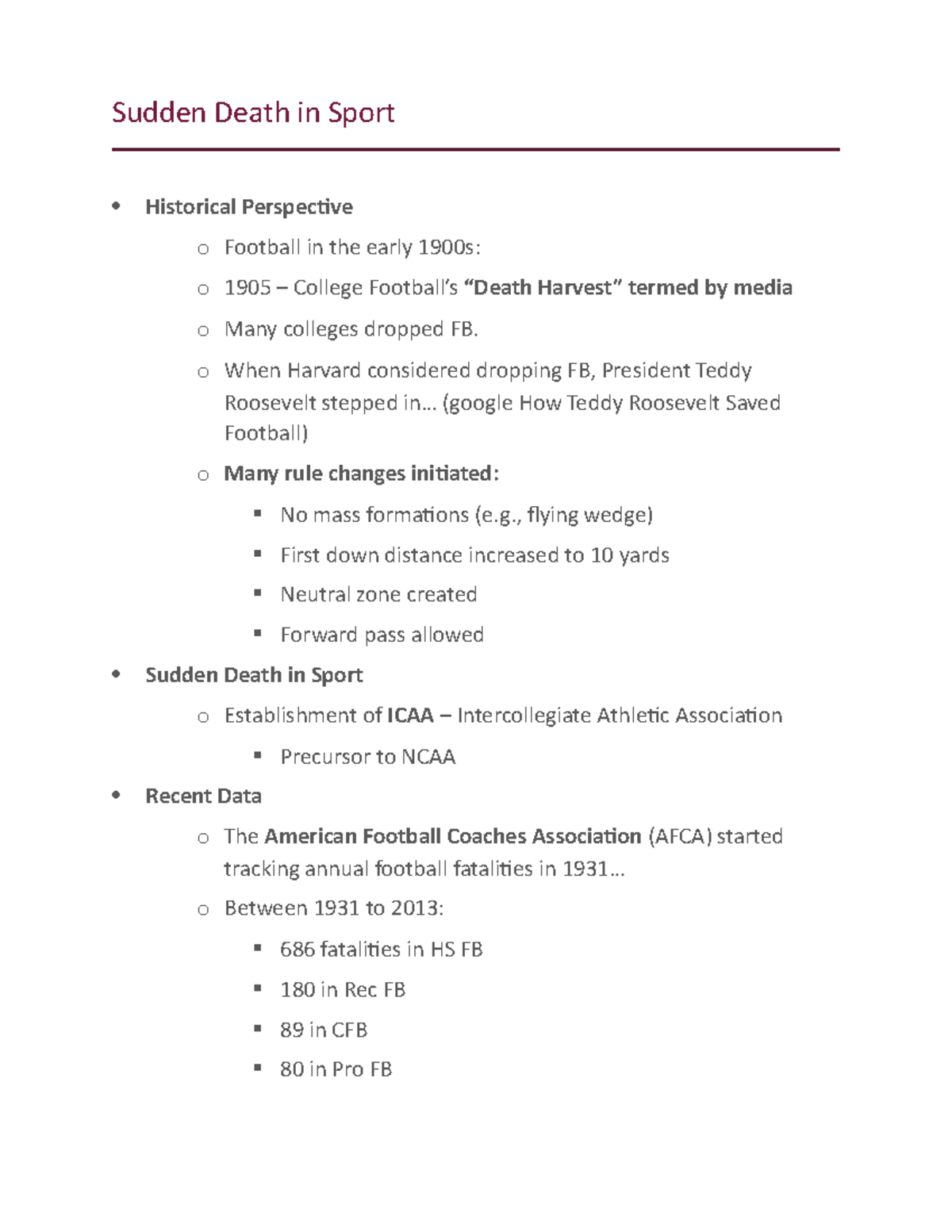 3 Sudden Death in Sport Dr. Eric Brooks Lecture notes with pictures