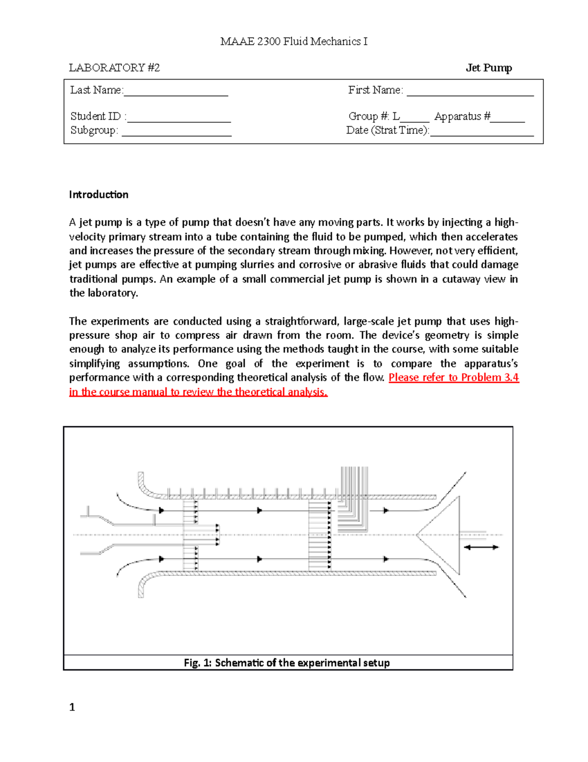 Lab2 report May 25 sdfdsa LABORATORY 2 Jet Pump Introduction A jet
