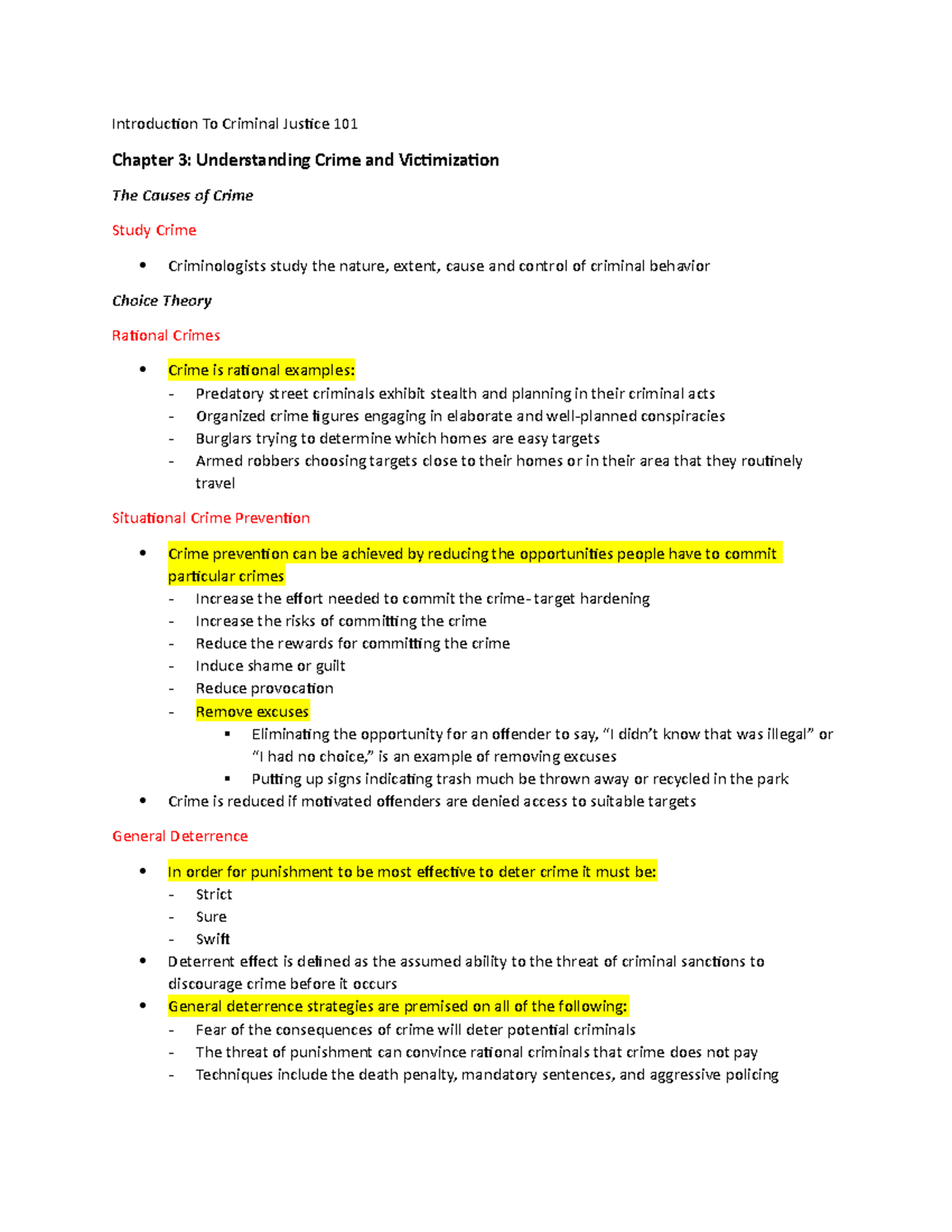 CJ Notes Ch. 3 - Kelly Roth - Introduction To Criminal Justice 101 ...