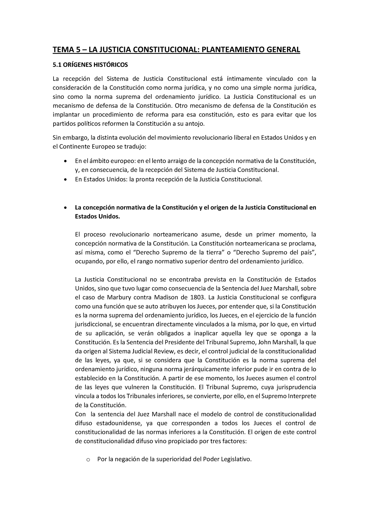 TEMA 5 La Justicia Constitucional - TEMA 5 – LA JUSTICIA CONSTITUCIONAL ...