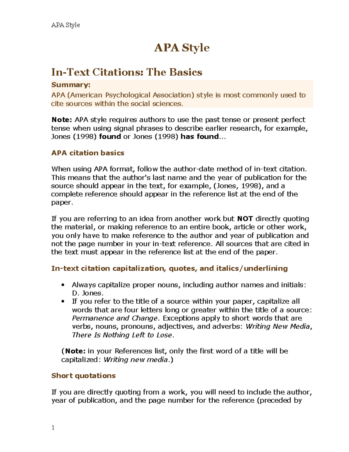 summary text citation