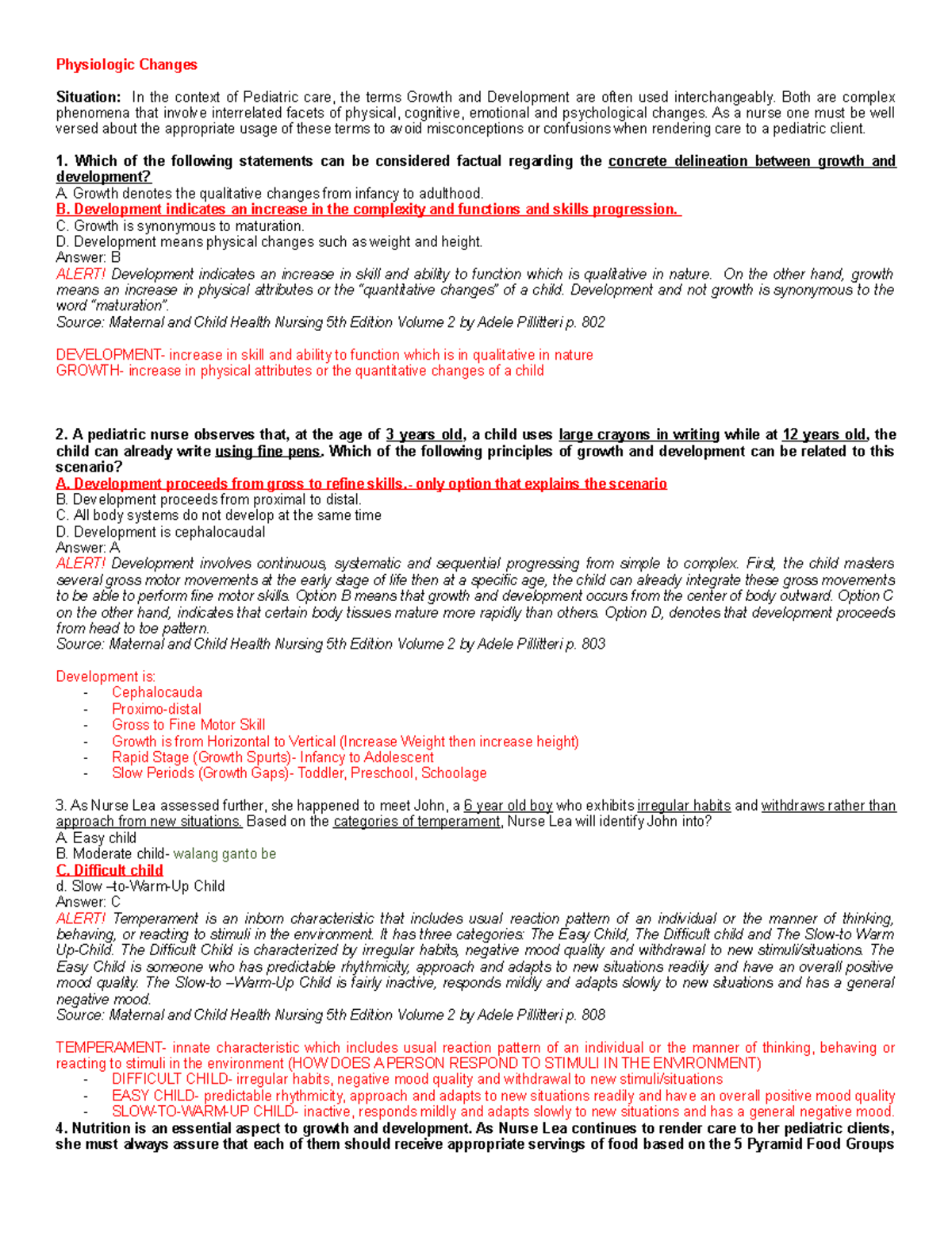 Pedia Asssessment - Physiologic Changes Situation: In the context of ...