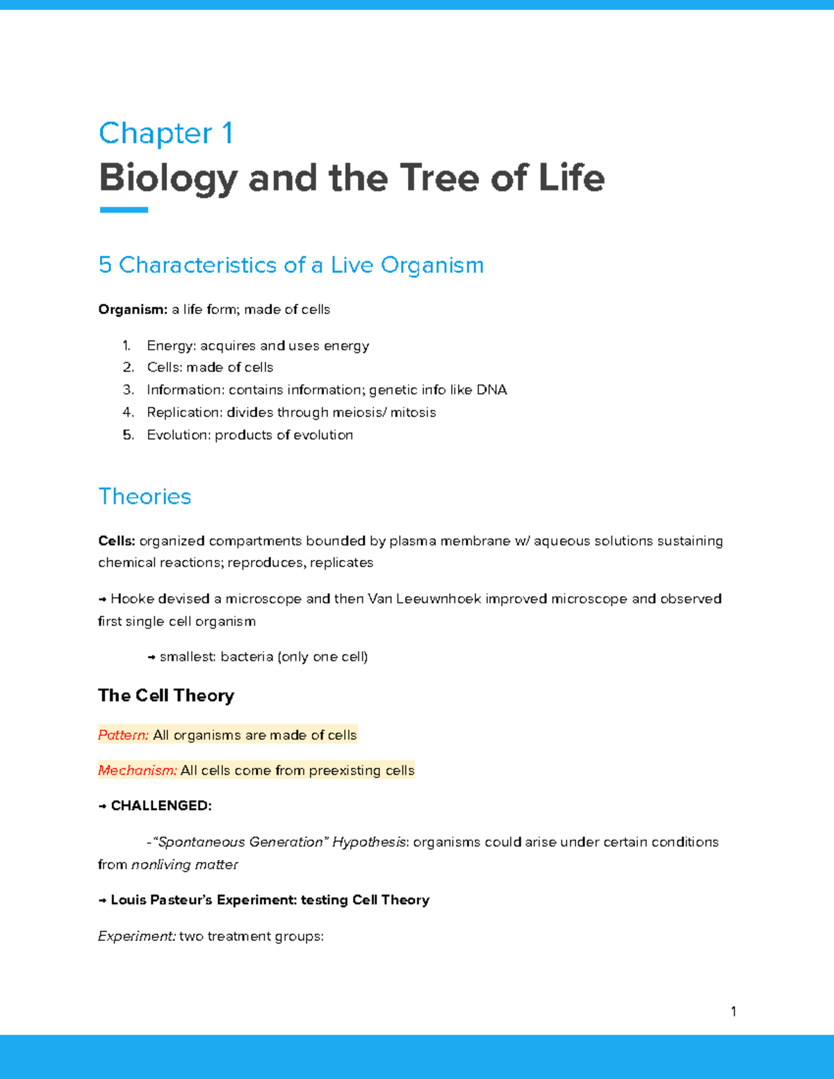 Study Guide 1 Biology and the Tree of Life - Chapter 1 Biology and the ...