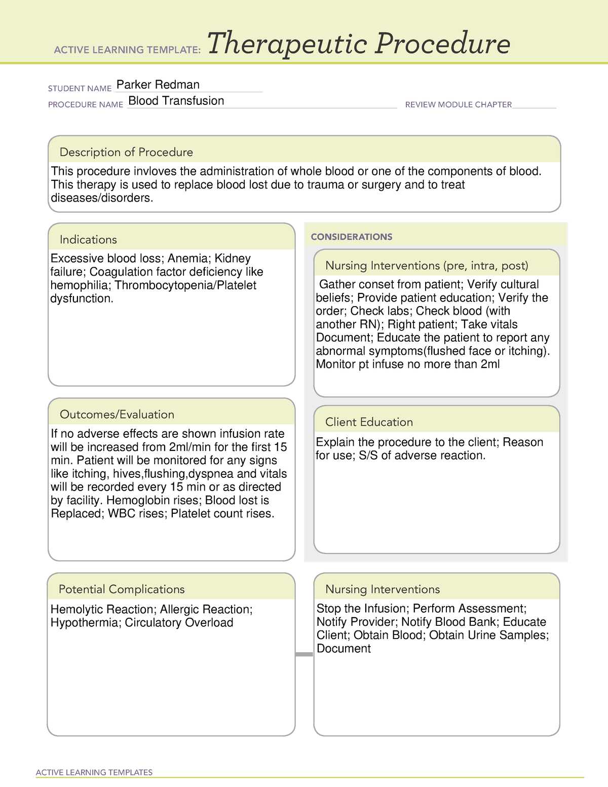 Blood Transfusion - yeah. - VNSG 1423 - ACTIVE LEARNING TEMPLATES ...