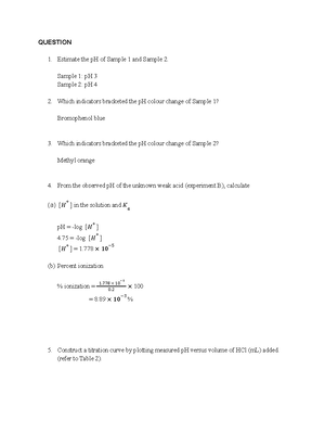 Exp 6 CHM420 - EXPERIMENT 6 - Experiment 6 : Acids And Bases Objective ...