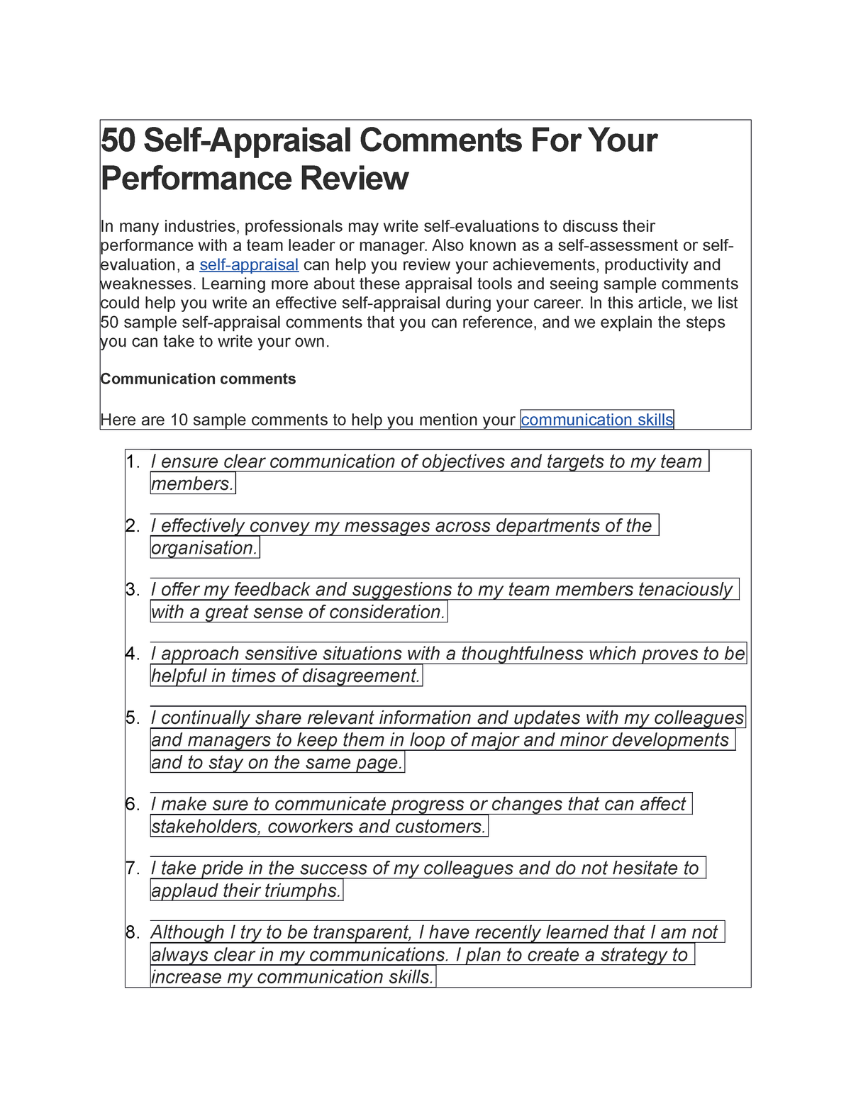 50-self-appriasal-skill-education-50-self-appraisal-comments-for