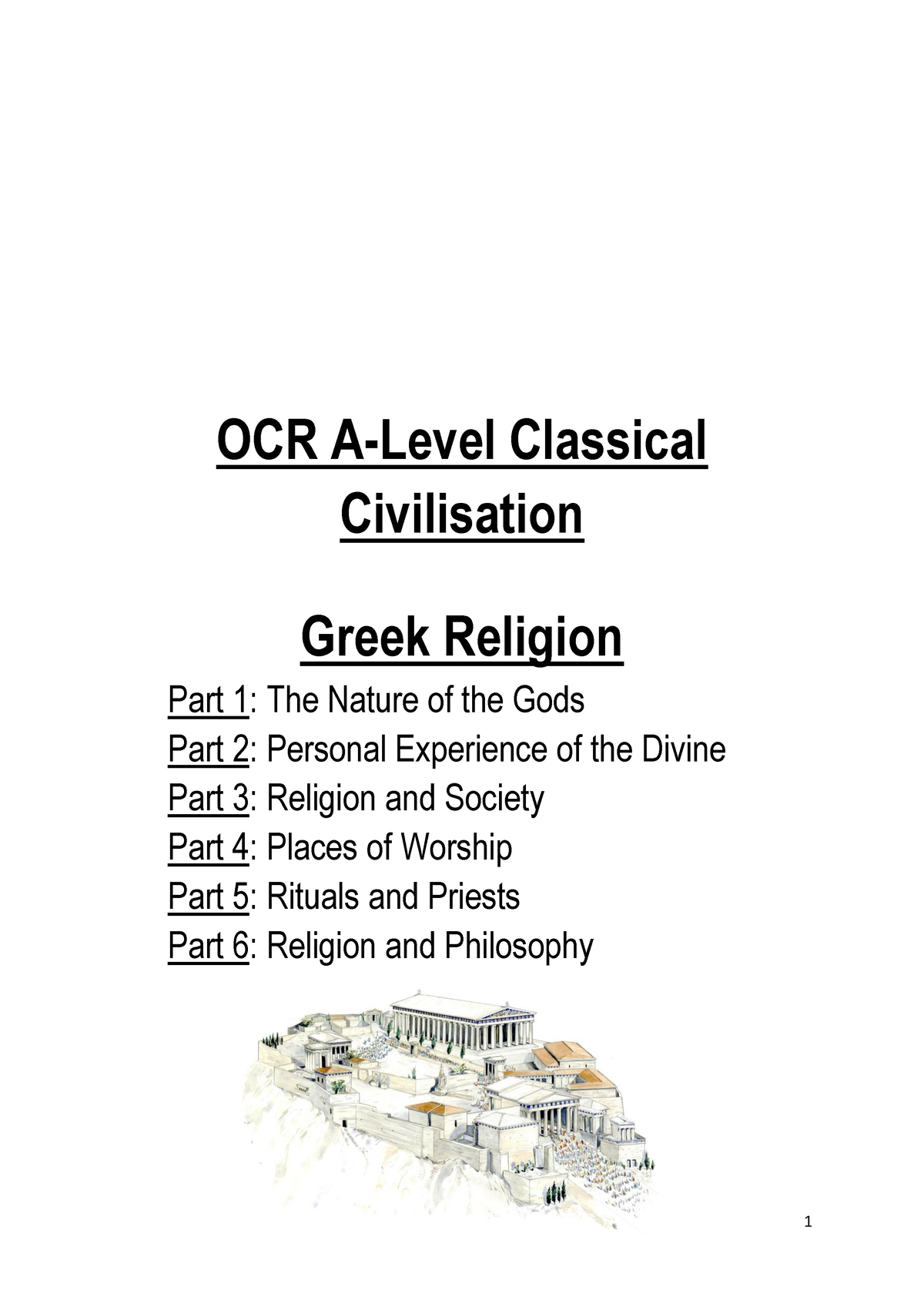 OCR A Level Greek Religion Revision Guide - OCR A-Level Classical