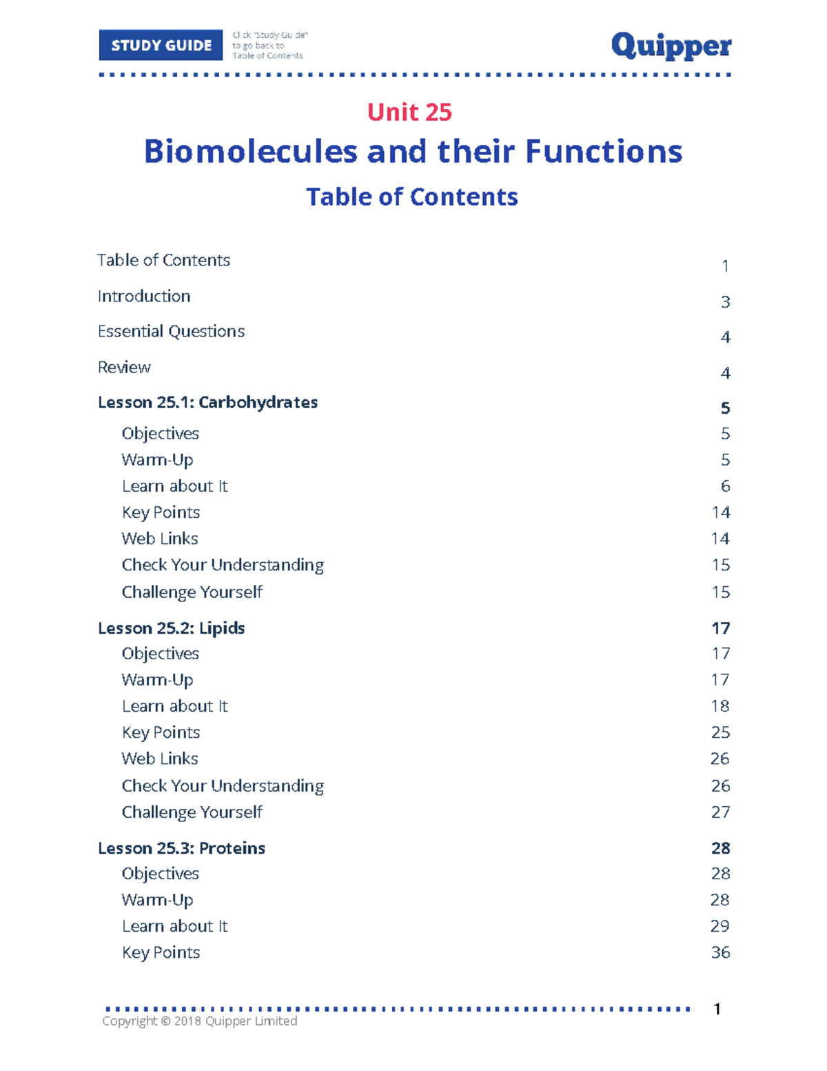 25. Science 10 Unit 25 Biomolecules And Their Functions (Study Guide ...