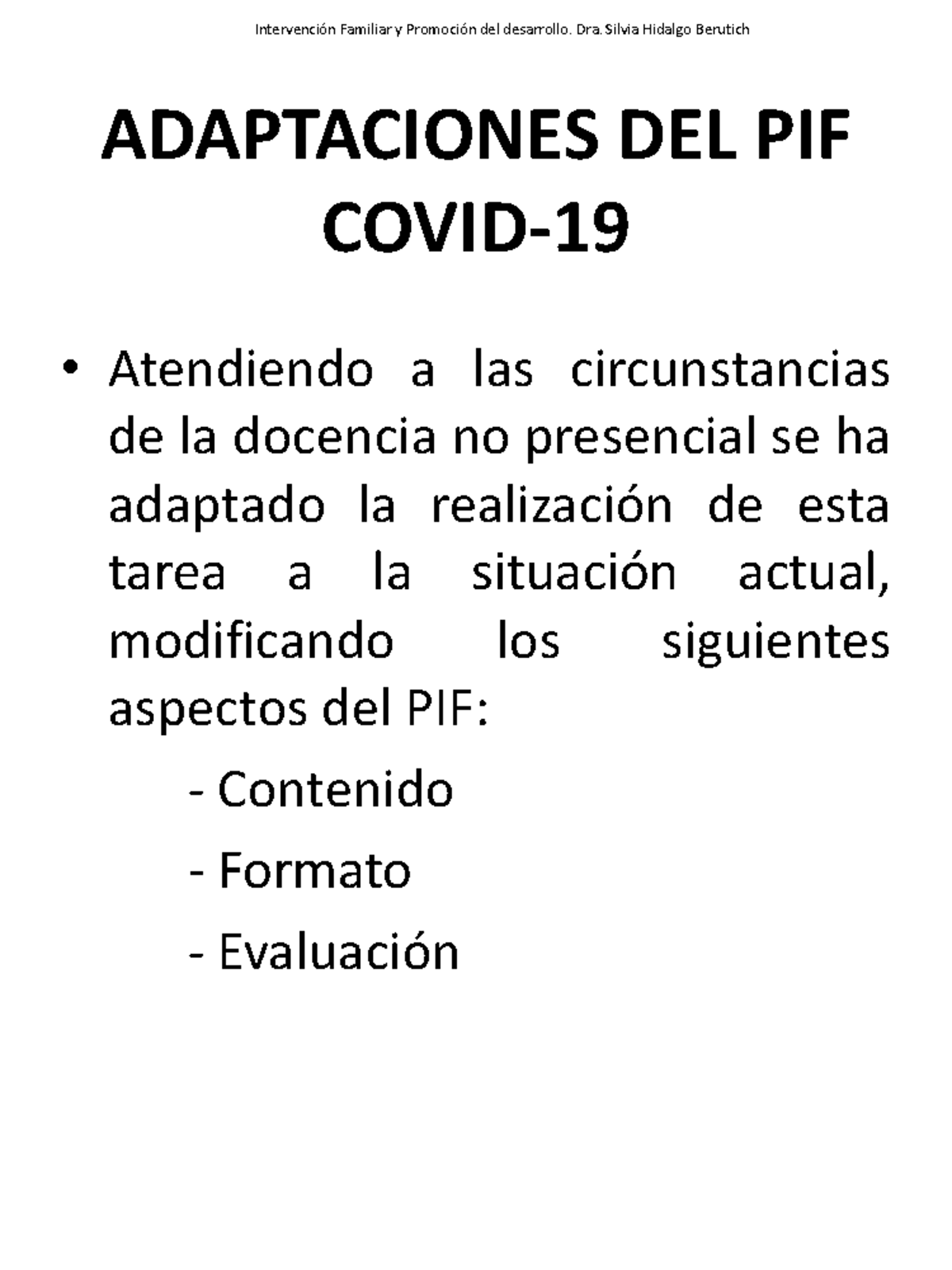 PIF Adaptado Covid-19 - PIF - ADAPTACIONES DEL PIF COVID- Atendiendo A ...