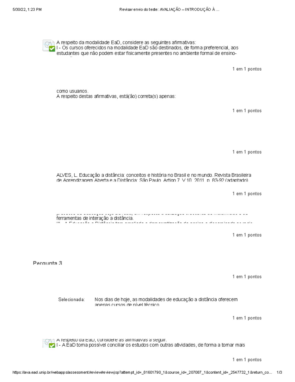 Revisar Envio Do Teste Avaliação – Introdução À - 5/30/22, 1:23 PM ...