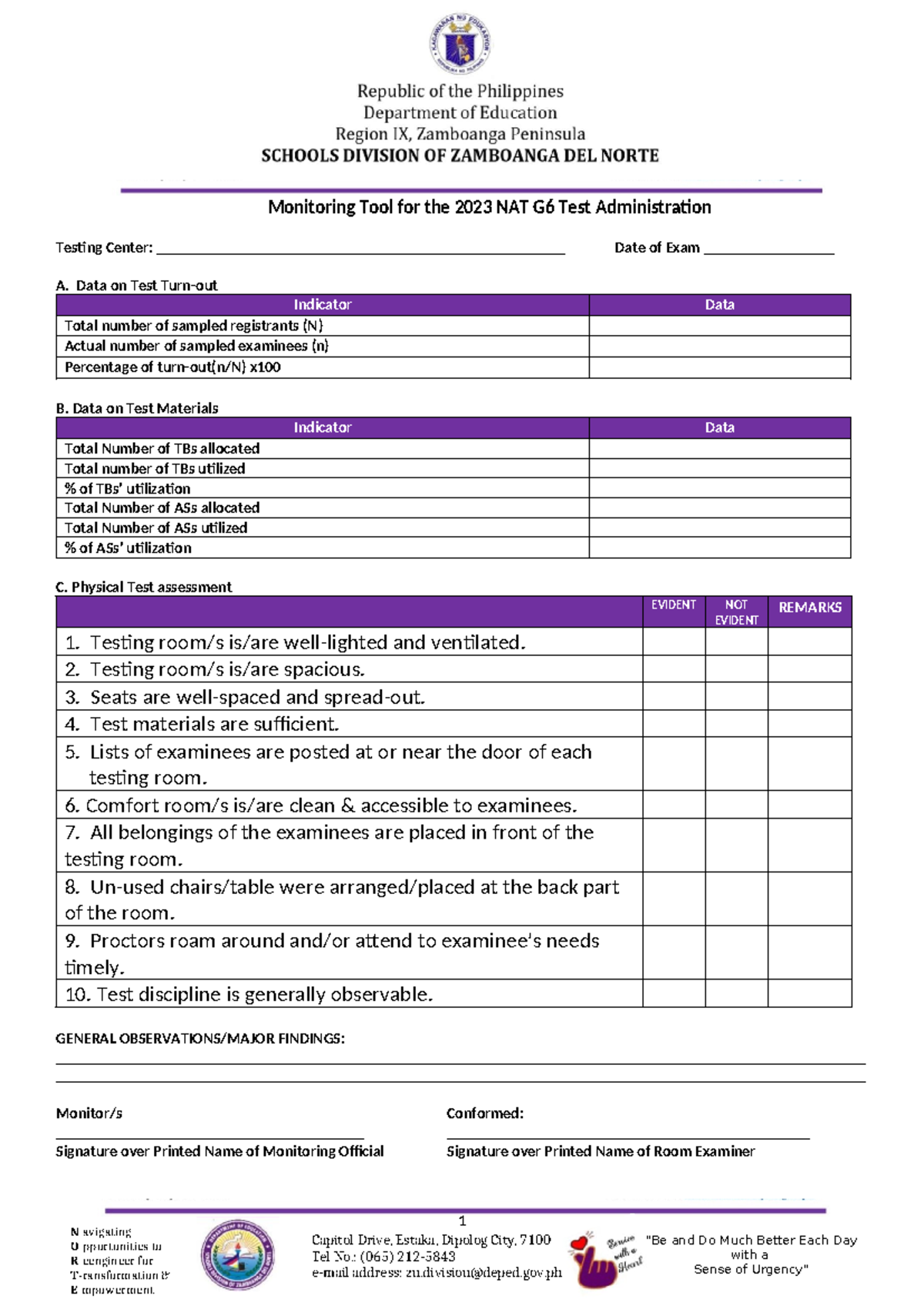 Monitoring Tool for the Testing Programs Paper Pencil - Capitol Drive ...