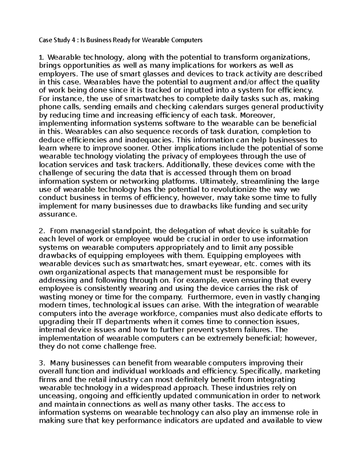 wearable computers notes - Case Study 4 : Is Business Ready for ...
