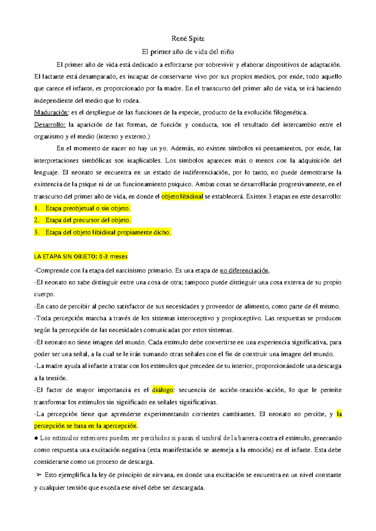 René Spitz - Resumen de psicología del desarrollo i - René Spitz El ...