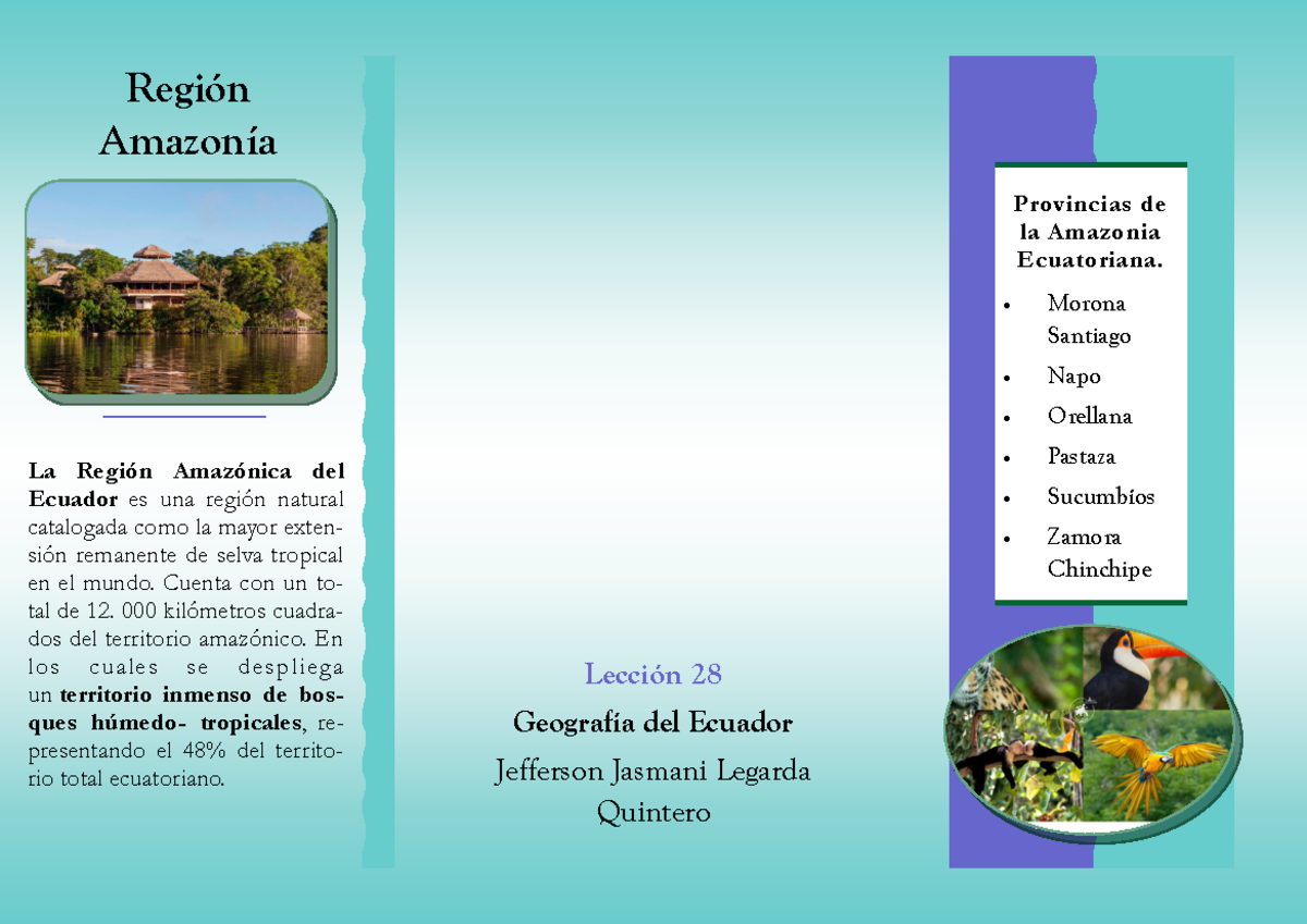 Region amazonia triptico jeffer Región Amazonía Provincias de la